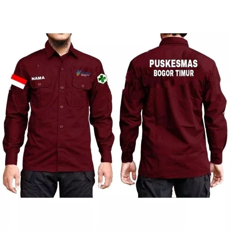 KEMEJA PUSKESMAS BORDIR || SERAGAM PUSKESMAS || KEMEJA GERMAS BORDIR