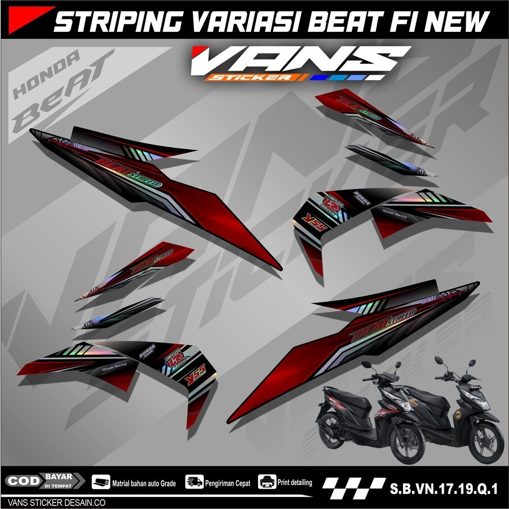 Striping BEAT FI Esp,Beat Street,Beat Fi New 2016 2017 2018 2019 Bahan Hologram Pelangi,Chrome-Stick
