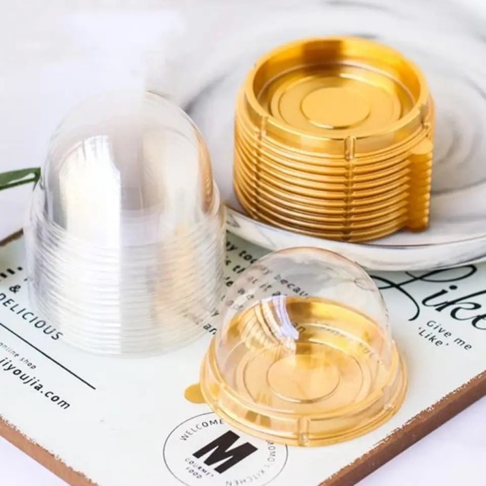MINI CAKE DESSERT BOX CAKE PACKAGING - 10 PCS SMALL GOLDEN ROUND CAKE BOX SIZE 7 X 5 CM