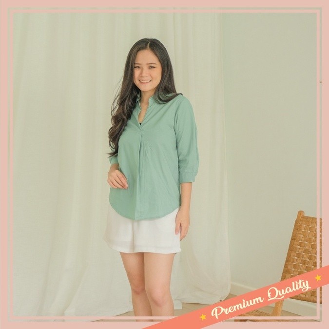 Fashion Wanita Korean Style Premium Kekinian Bahan bagus Sport Olahraga / HAZEL Briyoni Casual Blous