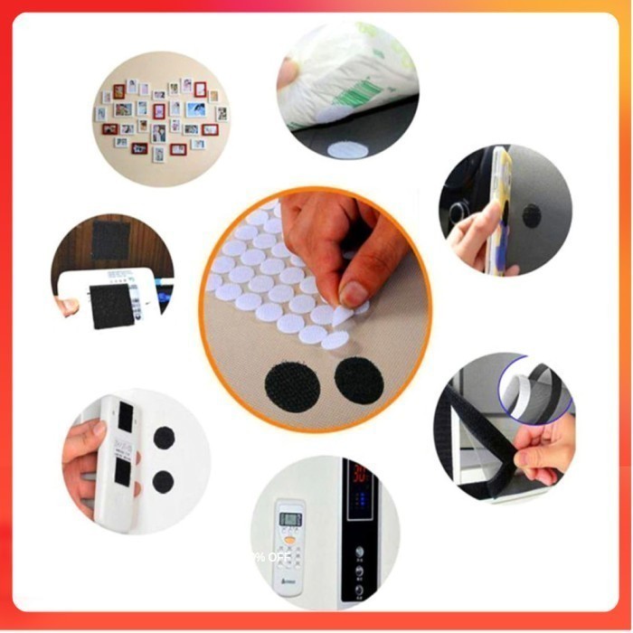 

Tape Lakban Dot Velcro Hook and Loop Sticker 450 Pairs 10 mm - White