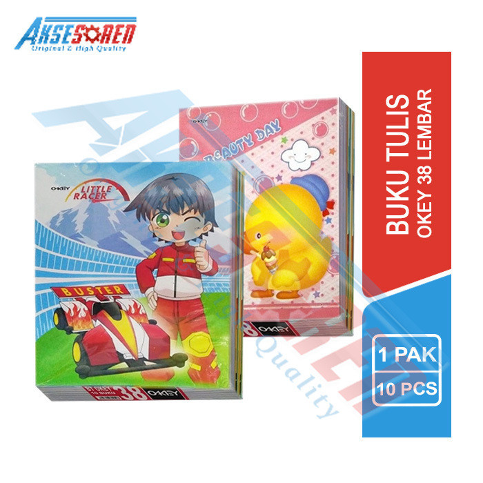 

Buku Tulis Sekolah Okey By Kiky [38 Lembar/10 Buku/1 Pack] / Buku Tulis Sekolah Tebal Karakter Tebal Murah