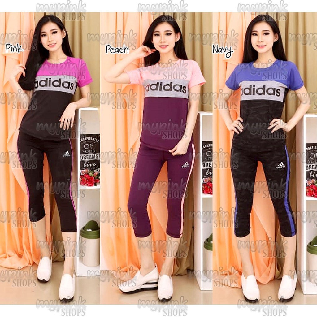 Baju Olahraga Keren Modis Model Terbaru 2024 / Stelan Senam Sporty ADS Wanita