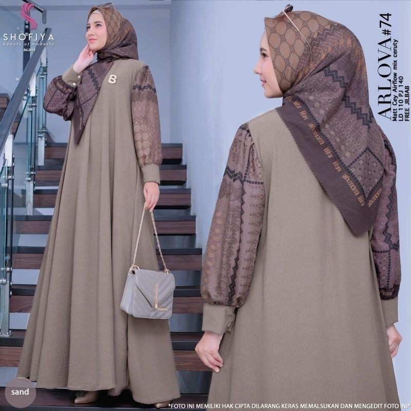 Azzaira Dress gamis set hijab terbaru arlova syari cey airlflow adem