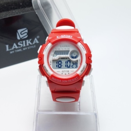 promo ✨ -JAM TANGAN ANAK TERBARU ANTI AIR JAM TANGAN DITAL SPORT LASIKA 7118 - Hitam Kuning