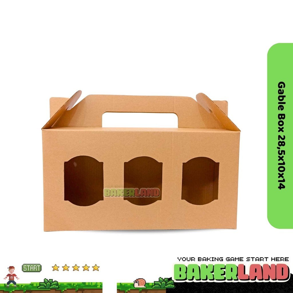 Gable Box 28,5x10x14 / Dus Souvenir / Gable Box Kraft / Box Hampers / Dus Souvenir Jendela / Dus Kue