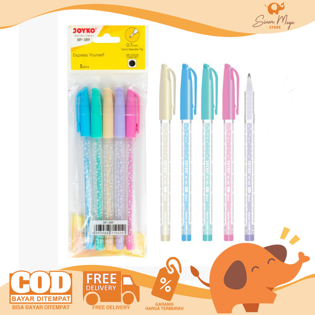 

Joyko Ballpen BP-389 Express Yourself Pulpen Corak Pastel 1 Set Isi 5