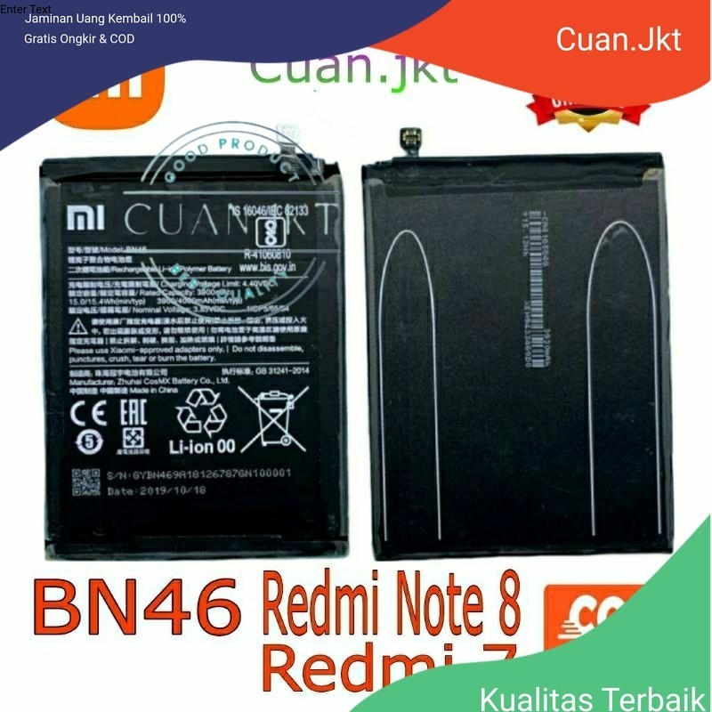 Baterai Batre Redmi Note 8 / Redmi 7 BN46 Original 100%