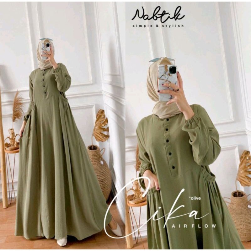 Gamis Sage Green-Gamis Crinkle Premium promo idul adha