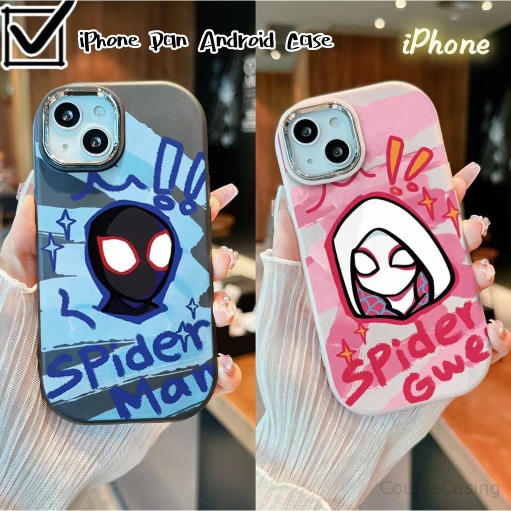 [iPhone Dan Android Case]Case Couple Spiderman Casing hp iPhone 11 11PROMAX 12 12PRO 13 13PRO MAX 14