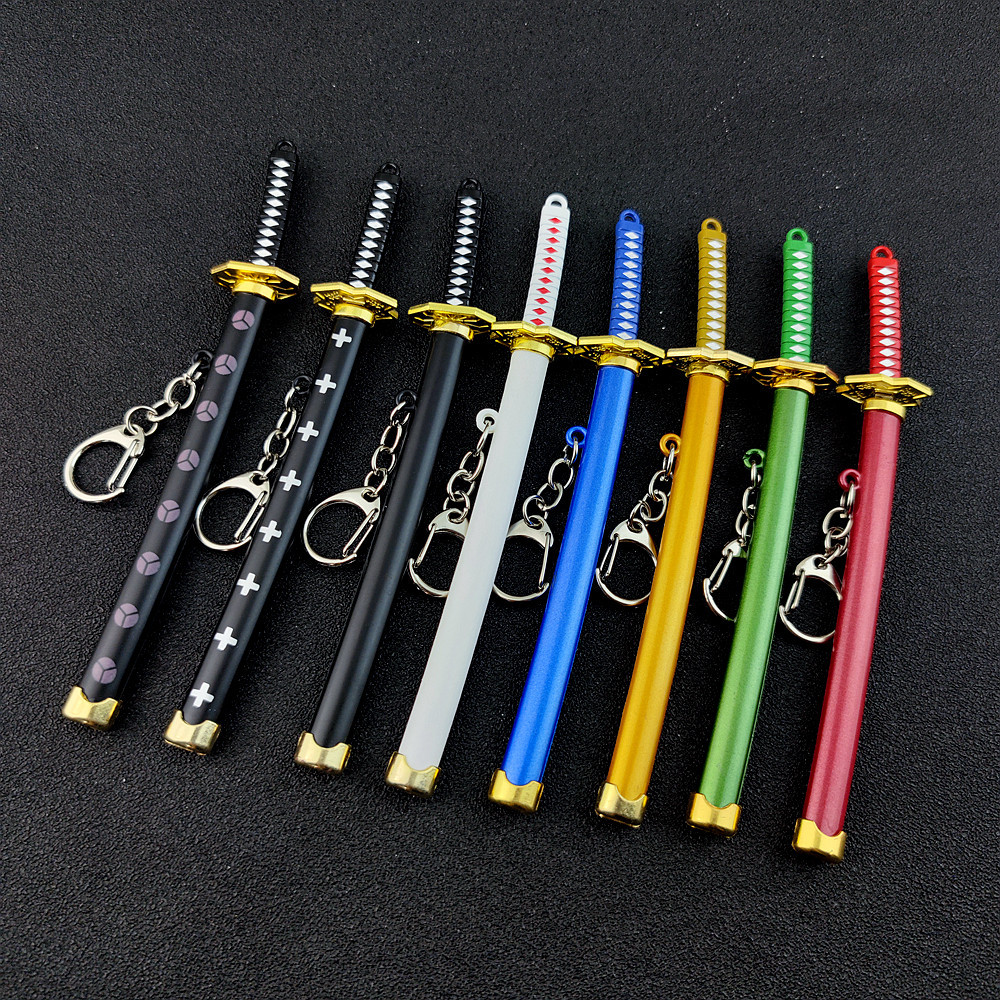 Mini Roronoa Zoro Samurai Sword Keychain Anime Scabbard Key Ring Katana Buckle Key Chain for men wom