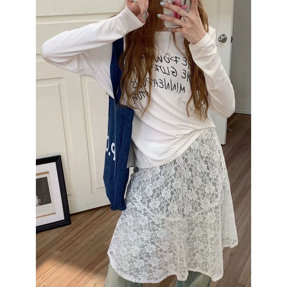 Women's Vintage Layered Lace A-line Skirt Pattern Half skirt for Women