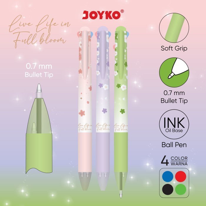 

JOYKO Ball Pen Pulpen Pena BP-366 Quaco 5 0.7 mm 4 Warna Colors