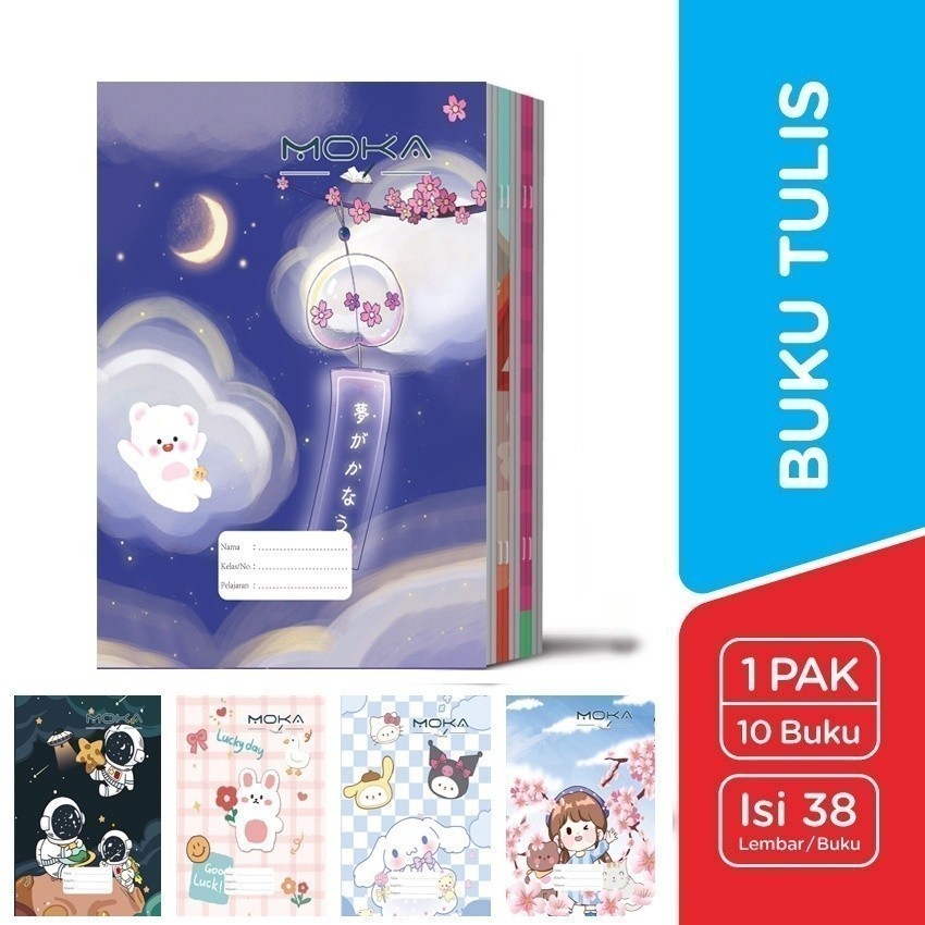 

MOKA 1 PACK ISI 10PCS BUKU TULIS SEKOLAH MOKA A5 ISI 38 LEMBAR MOTIF KARTUN MKBA5
