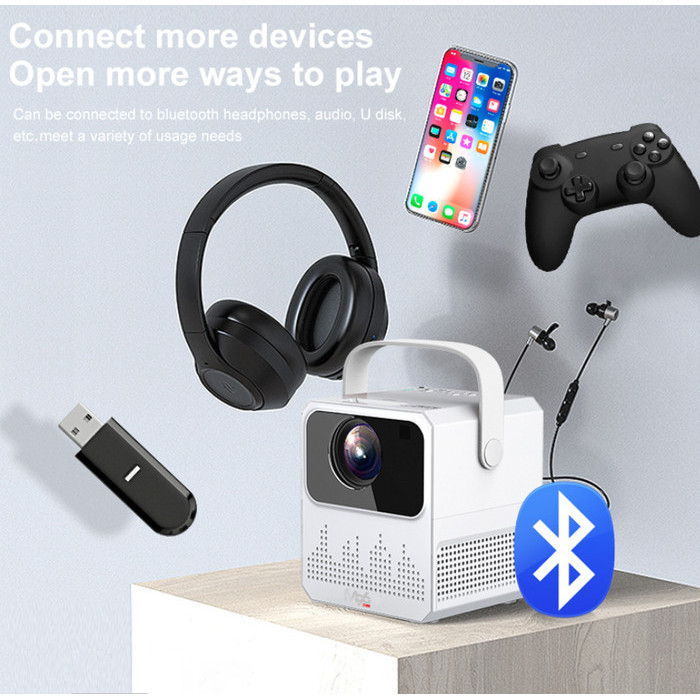 < SMARTCOM > T2 Mini Proyektor Android TV 1080P Smart Projector 6000 Lumen Android Portable Mirrorin