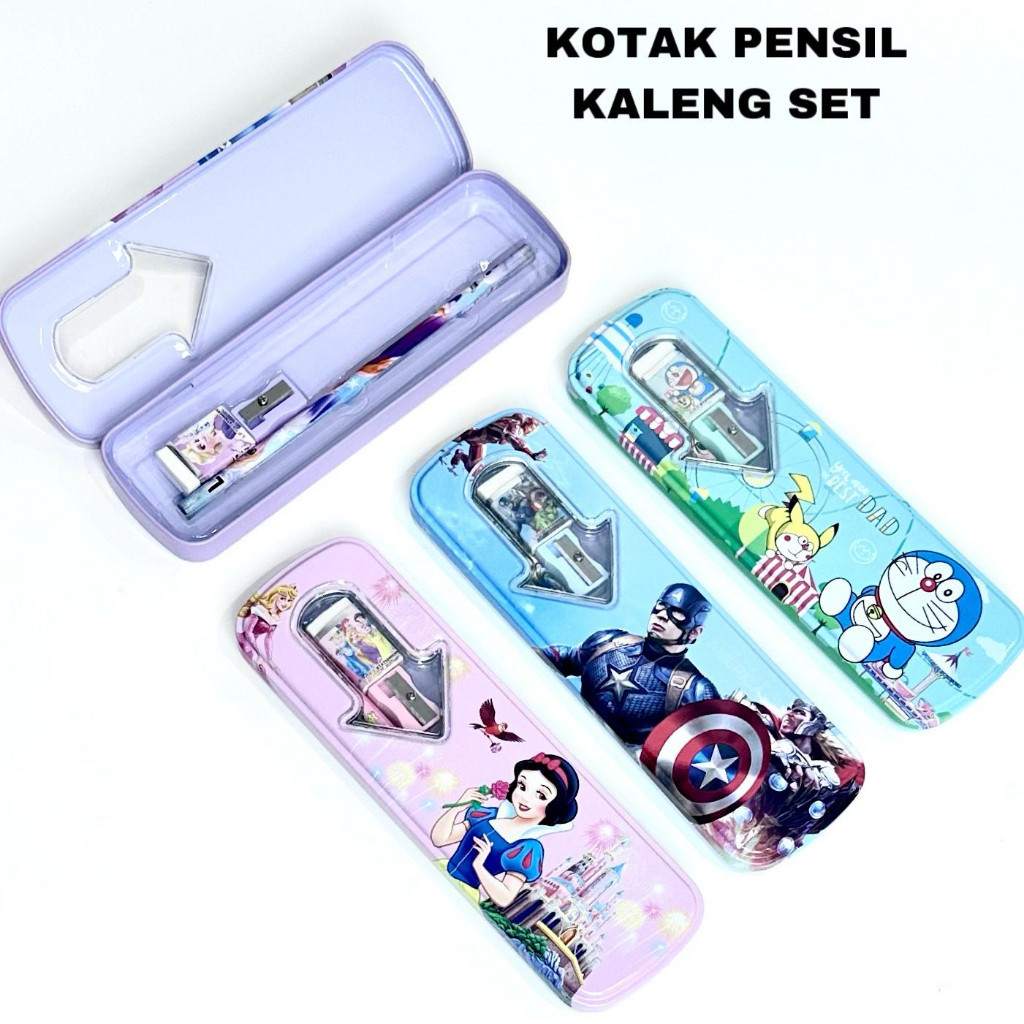 

BOS Kotak Pensil Kaleng 1 Susun Set/Tin Pencil Case Box/Paket Sekolah