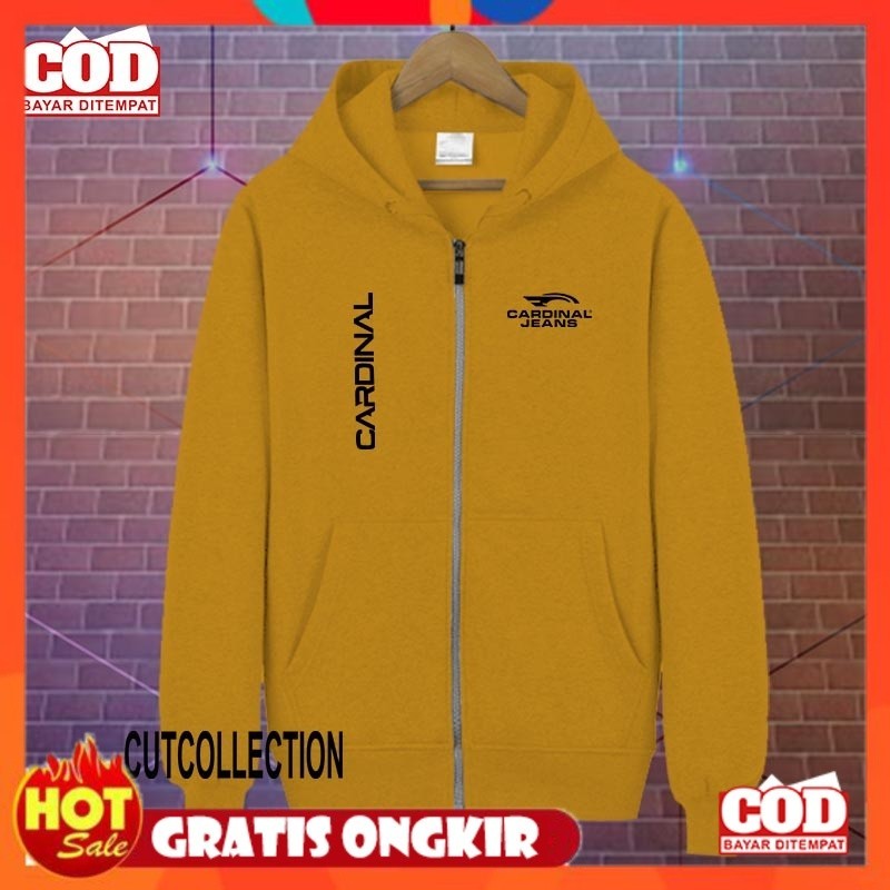 [PREMIUM ORIGINAL] Hoodie Zipper Pria Dan Wanita / Jaket Distro Cardinal Jeans Logo Dan Text Hitam /