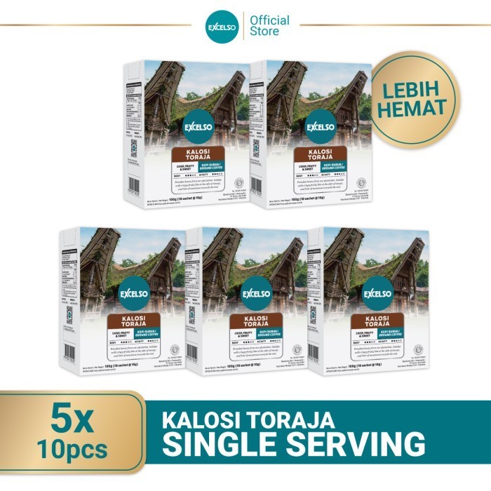 

New Promo Best Excelso Kopi Single Serving Kalosi Toraja Pack of 5 Folding Box