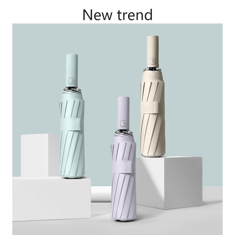 Penuh-otomatis Matahari Payung Grosir 12-tulang Hitam Besar Lem Lipat Matahari Perlindungan Payung u