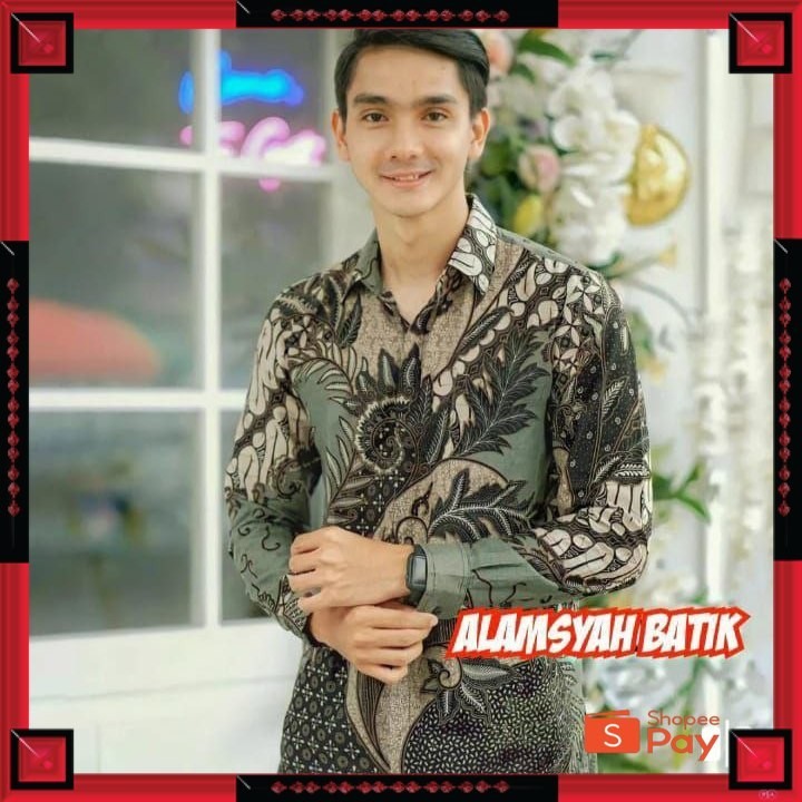 KAIN ADEM LEMBUT HALUS TEBAL / KEMEJA BATIK PRIA LENGAN PANJANG KATE SAGE BAJU BATIK PRIA MURAH KEME