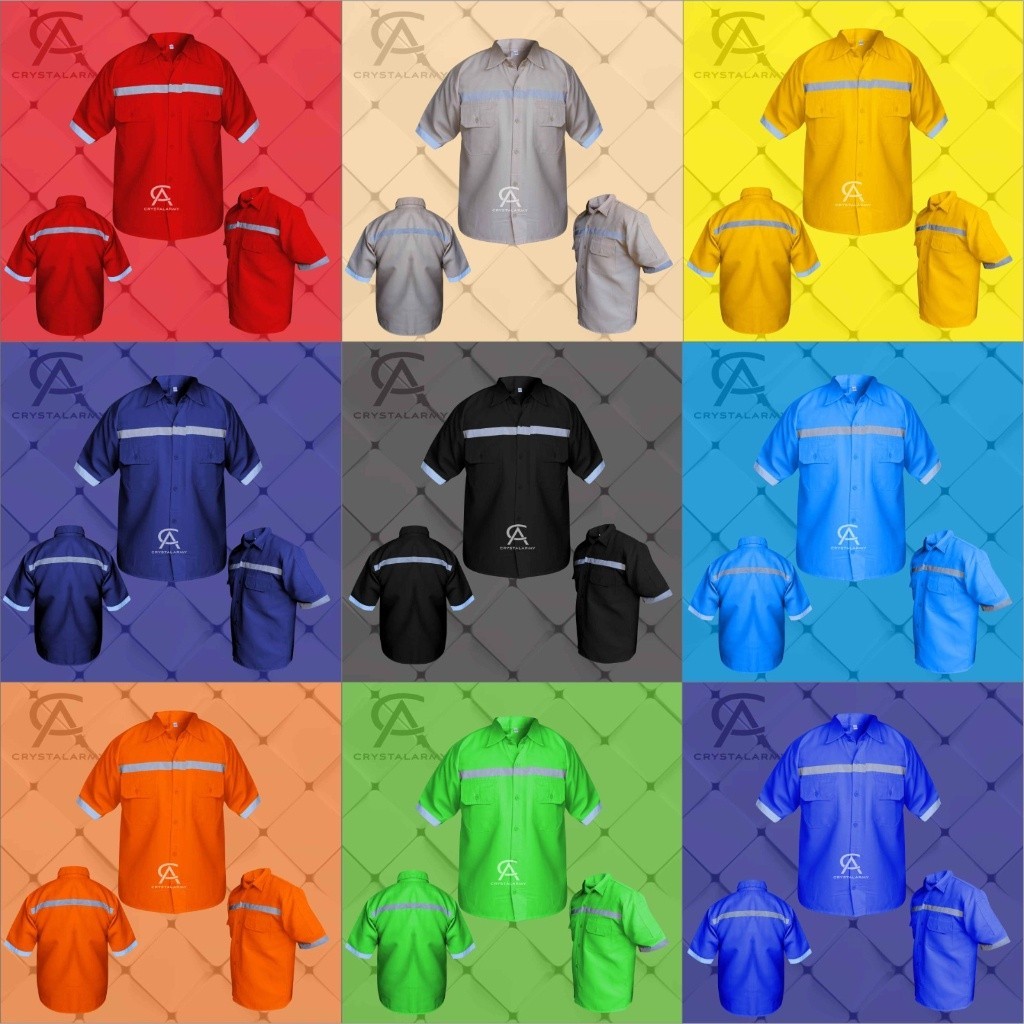 Atasan Kerja Lengan Pendek / Kemeja Safety Pendek / Wearpack Safety / Setelan Baju
