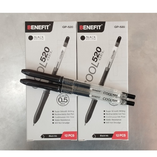 

PENA BENEFIT GELL GP-520 HITAM 0.5mm 1 BOX ISI 12 PCS