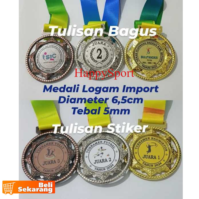 MEDALI LARI VOLI BADMINTON  IMPORT CUSTOM LOGAM MODEL BINTANG HARGA SATUAN PER 1PCS