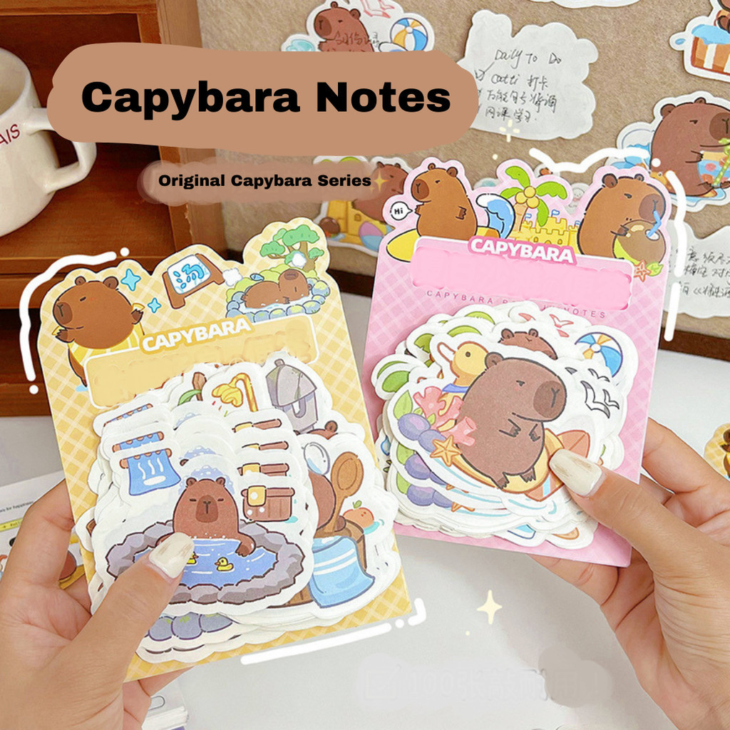 

[HARU] 100 Pcs Holiday Capybara Series Sticky Notes Memo Pad Kapibara Lucu