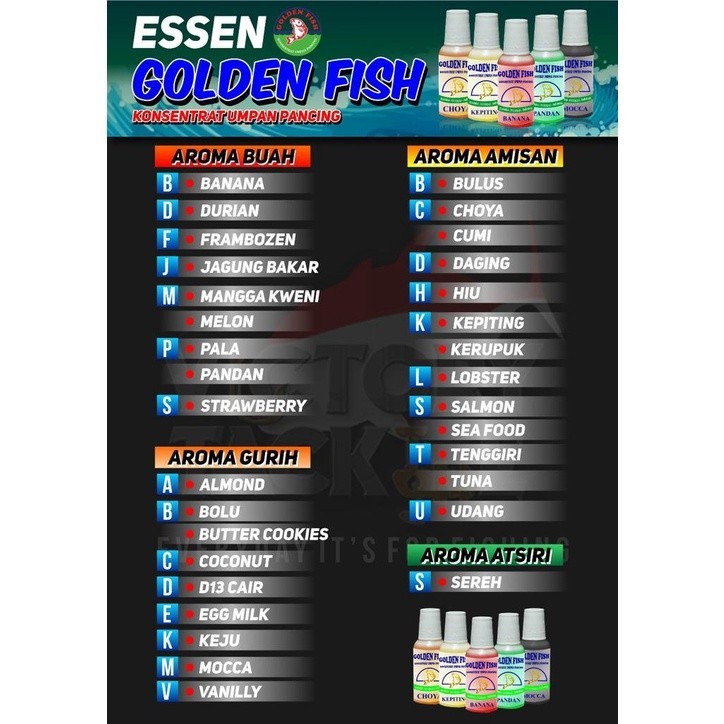 EXTRA BONUS | ESSEN GOLDEN FISH KEMASAN 15 ML ESSEN PANCING AROMA GURIH & AMISAN UNTUK SEGALA IKAN |