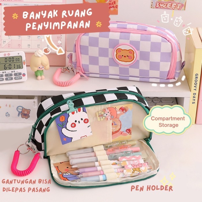 

✨LARIS✨ -Tempat Pensil Kartun Beruang Kotak Pensil Astetik Lucu Korea Import - Biru