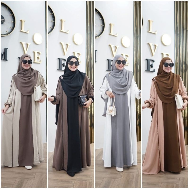 FIORA - HALWA Cardigan set syari Pasmina Krinkle airflow // ABAYA HALWA set Cardigan syari pasmina K
