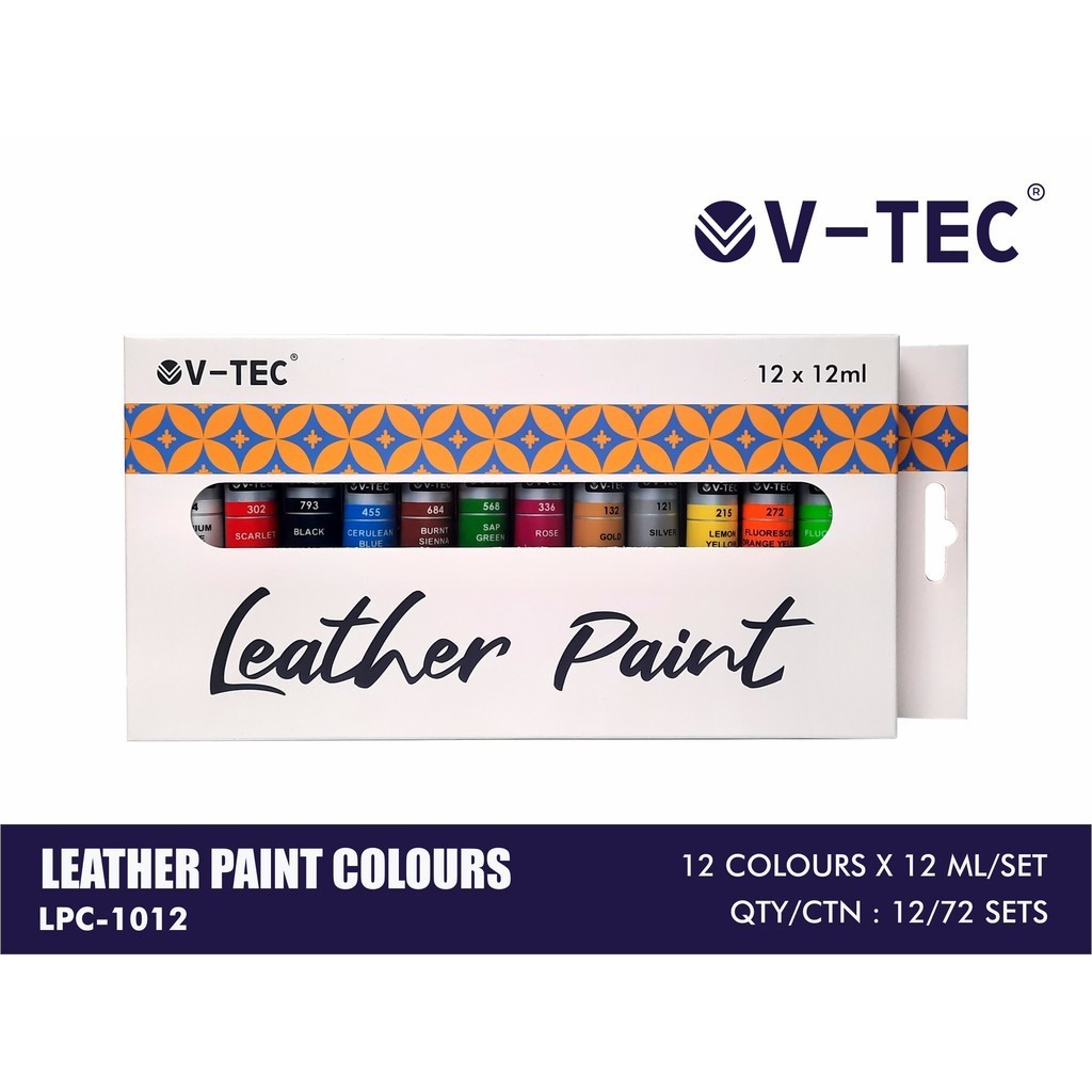 

V Tec Leather Paint LPC-1012 12ML 12 WARNA - Cat Sepatu Kulit SS Leather Paint - Acrylic Rubber Cat Midsole, Rubber, Boost - Cat Tas Jaket Kulit