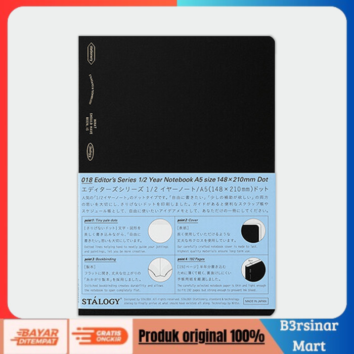 

[KUALITAS TERBAIK] STALOGY 1/2 Year Notebook Dotted - Black