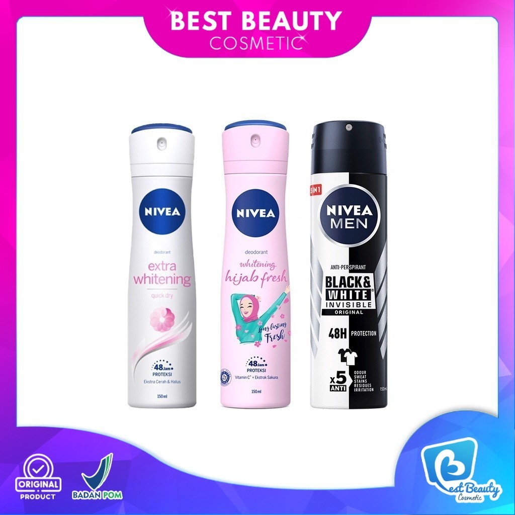 NIVEA Deodorant Extra Whitening Spray - Nivea Hijab Fresh Deodorant Spray - NIVEA MEN Deodorant Invi