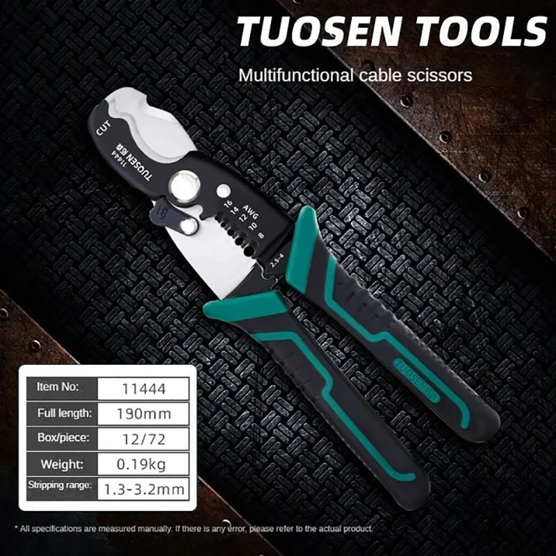 Tang Potong Tuosen 11444 Kupas Kabel Multifungsi Wire Cable Stripping Pliers Stripper