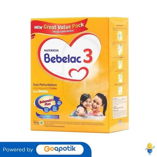 

Nutricia Bebelac 3 Hiq-Eq Usia 1-3 Tahun Rasa Vanila 1000 Gram Box