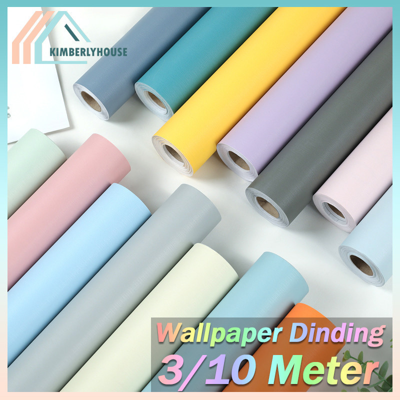 ( BAYAR DI TEMPAT ) Wallpaper Sticker Dinding Bertekstur Serat Kain Krem  15 Warna
