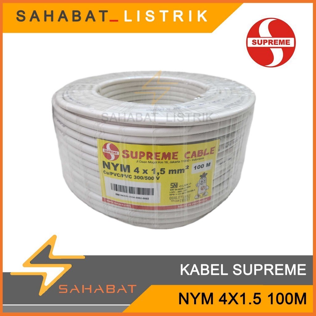 SUPREME kabel listrik NYM 4x1.5 rol 100m PUTIH