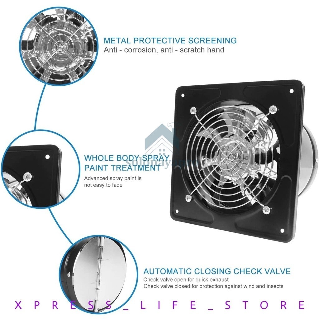 4/6/8/10 Inch Exhaust Fan Dinding / Kipas Exhaust Ventilasi Dinding / Booster Fan / Wall Duct Fan