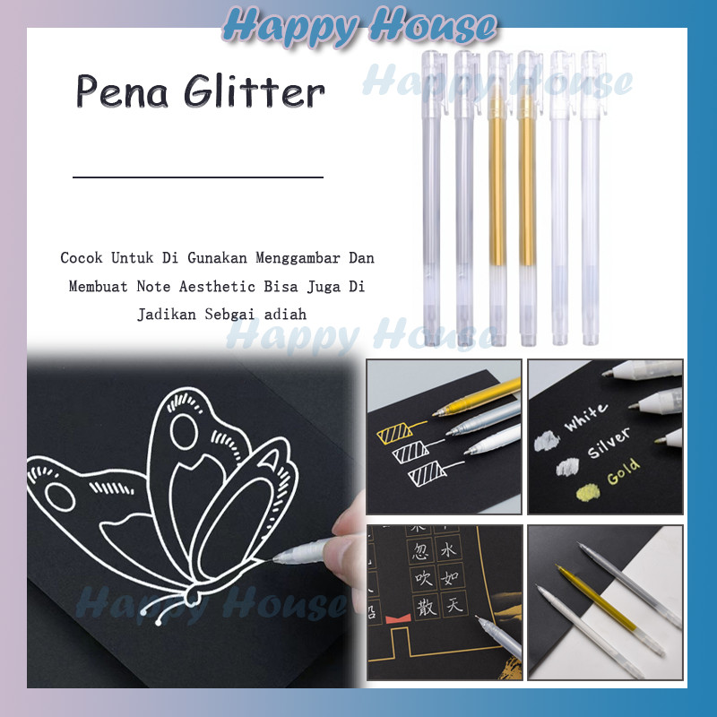 

Pena Glitter Metalik Pulpen Warna Warni Gold Colour Gel Pen Tinta Metallic Ballpoint Craftwork Scrapbook