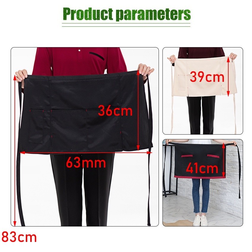 ZENID Celemek Waiters Setengah Badan Pinggang Celemek Kopi Barista Apron Half Body