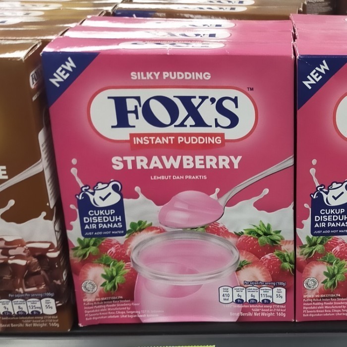 

foxs instant pudding strawberry 160gr puding strawberri