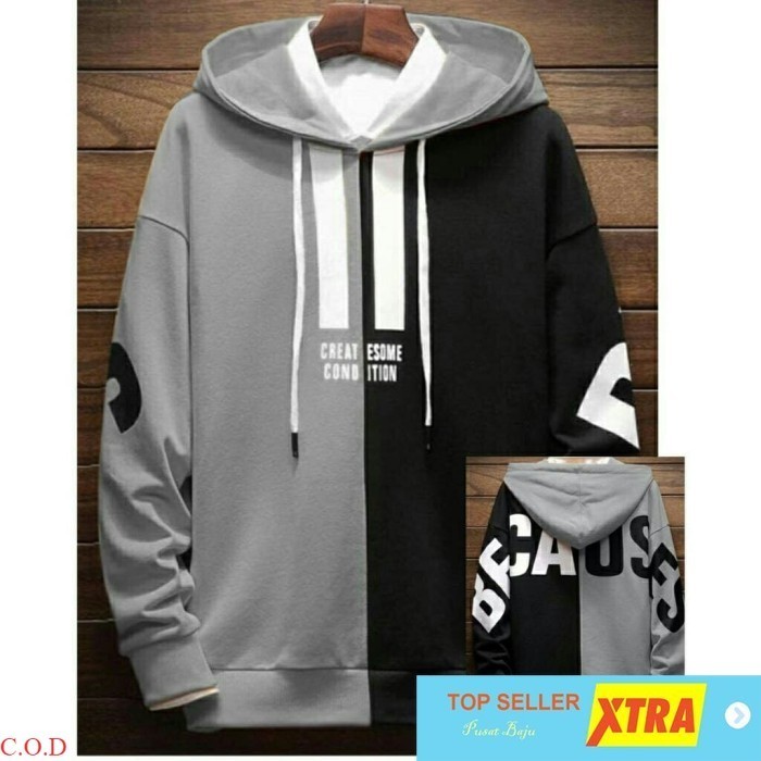 Pusat Baju Sweater Hoodie SEBASTIAN GREY RO Sweater Pria babytery grey Supliyer Fashion