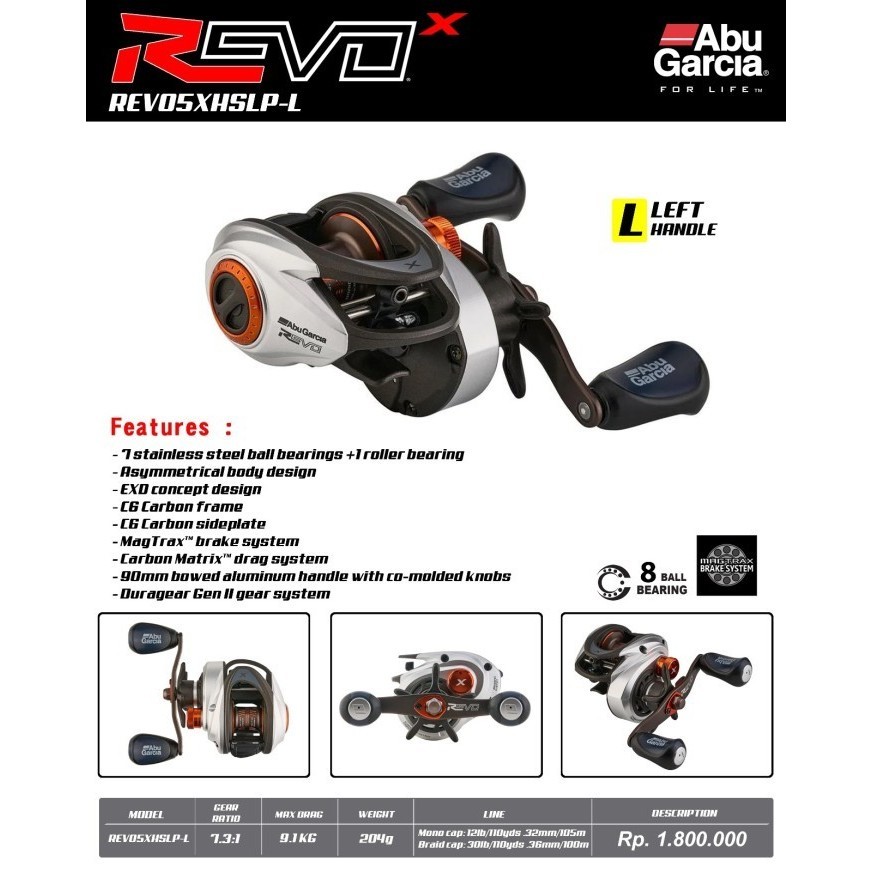 Reel BC Abu Garcia Revo5 X-HS LP-L 8BB - Reel Baitcasting Handle Kiri