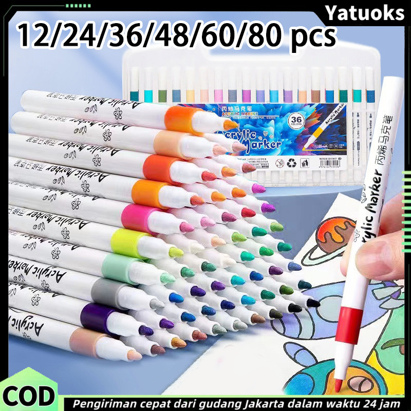 

Set spidol akrilik set spidol berwarna-warni DIY Spidol Permanen Pena Gambar Anak-anak