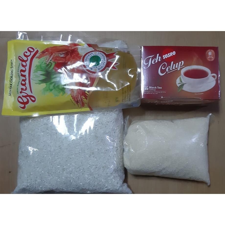 

Paket Sembako Meriah : Beras Demak Super, Gula Pasir, Minyak Grandco dan Teh Celup Sosro