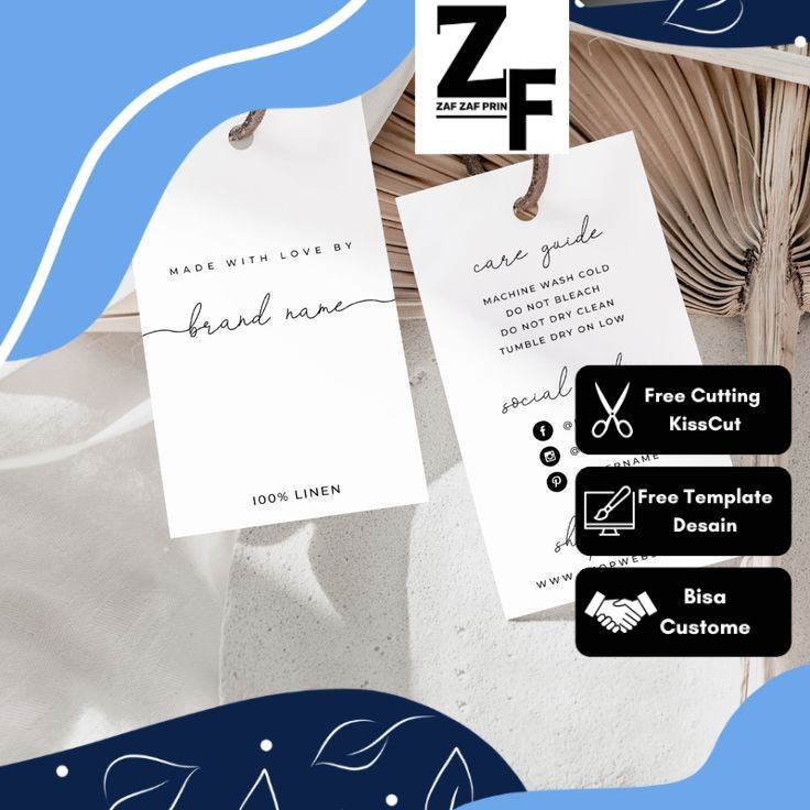 

ZAF 4 2-7 Hang Tag Custom Label Baju Hangtag Hijab Jilbab Pakaian Thrift Per A3 Free Desain