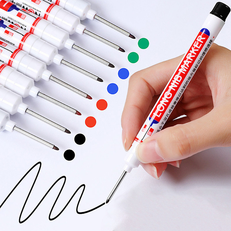 

1PC 20MM Black/Red/Black/Blue Ink Long Head Markers Pen Bathroom Woodworking Decoration Multi-purpose Deep Hole Marker Pens
