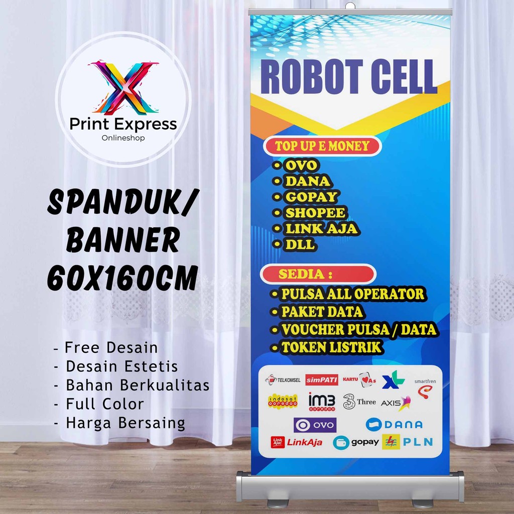 Cetak Spanduk Konter Pulsa Dan Paket Data 60x160 Cm Bisa Rekues Free