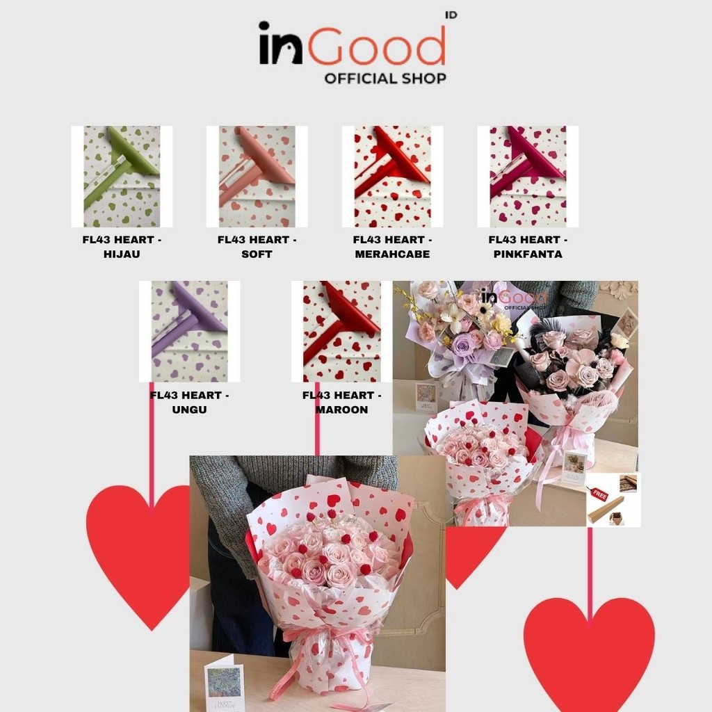 

IN GOOD - FL43 HEART Kertas Bunga Paper Buket Motif Cellophane